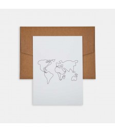 Mini Poster - Line Drawings 13x18 - World Map